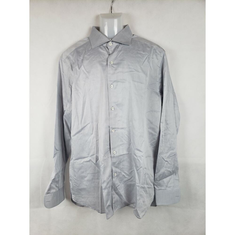 Ermenegildo Zegna Mens Light Blue XL Cuffed Dress Shirt‎ Button Down 100% Cotton